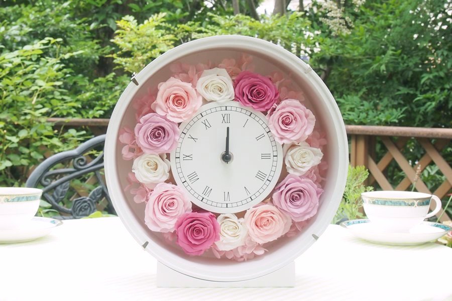 花時計 セルクル ピンク プリザーブドフラワーギフト・花の通販 フルールサラ